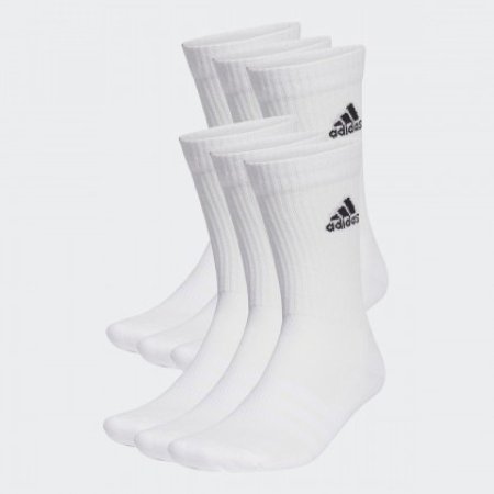 adidas Unisex' Cushioned Sportswear Crew (6 Pairs) Socks - جوارب اديداس كوشيند كرو (6 أزواج) للجنسين لون أبيض